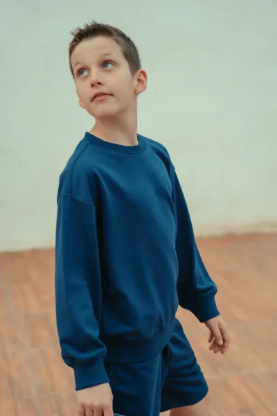 Sudadera Lisa Oversize Azul