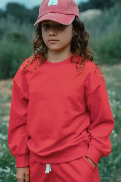 Sudadera Lisa Oversize Rojo