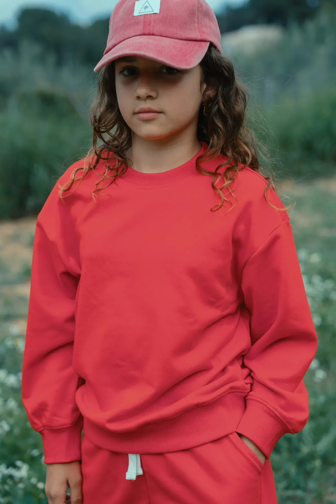 Sudadera Lisa Oversize Rojo