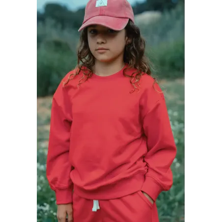 Sudadera Lisa Oversize Rojo