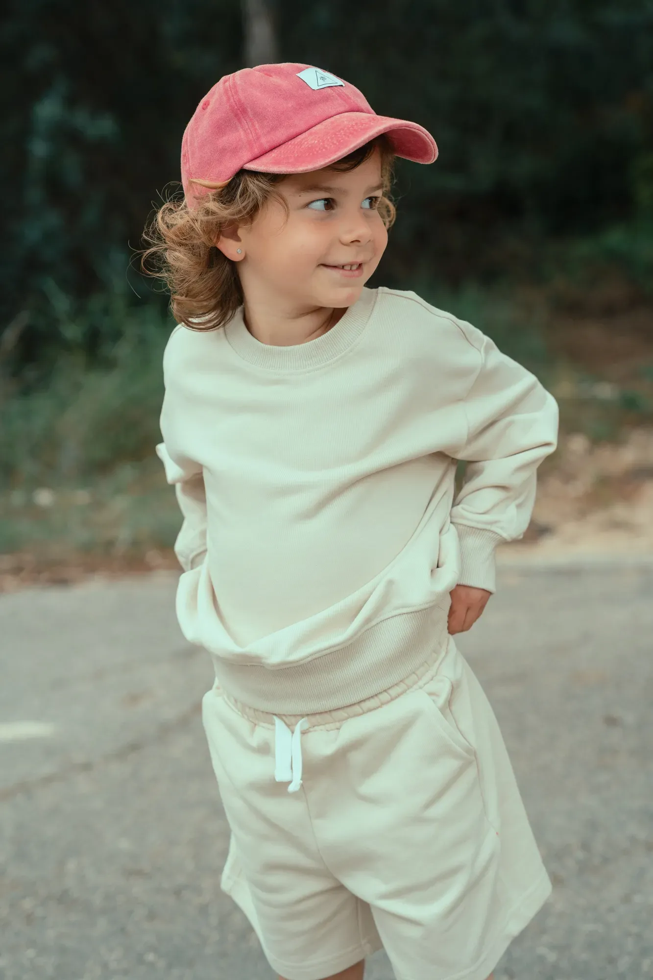 Pantalón Corto Liso Beige