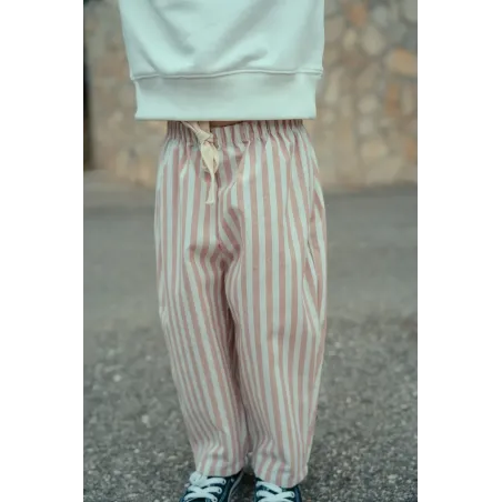 Pantalón Recto Rayas Rosa
