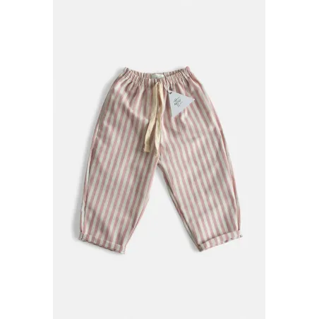 Pantalón Recto Rayas Rosa