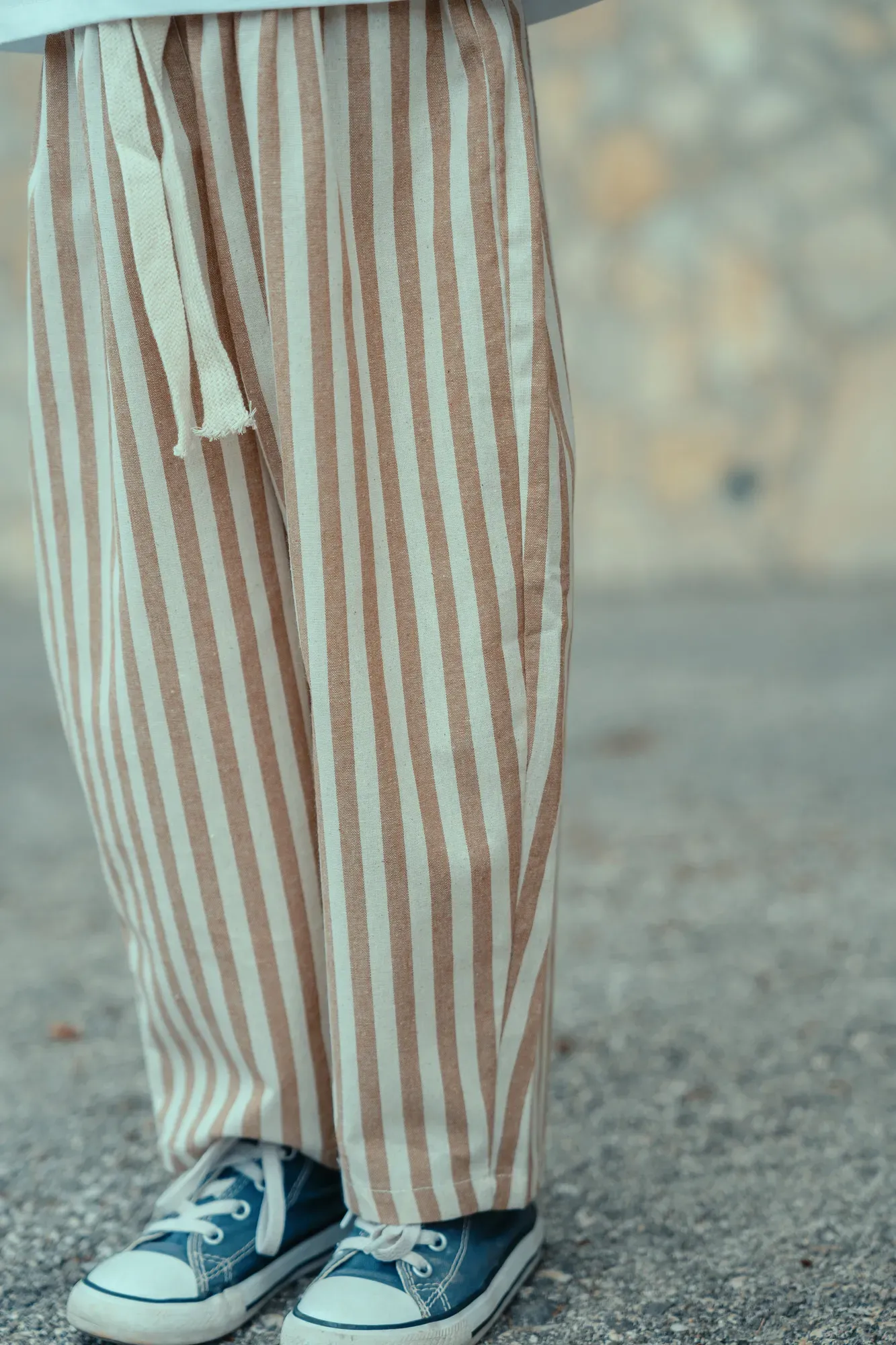 Pantalón Recto Rayas Beige