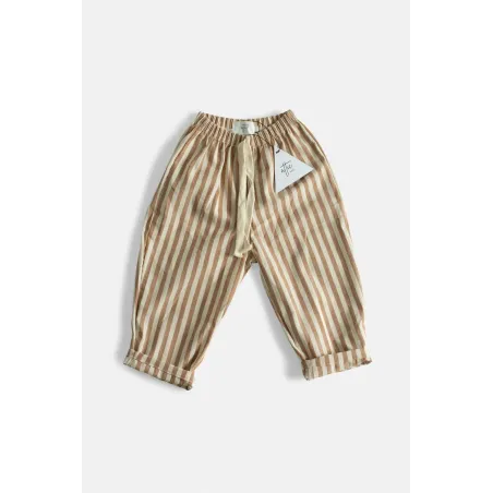 Pantalón Recto Rayas Beige