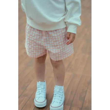 Pantalón Corto Vichy Rosa