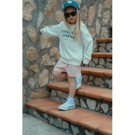 Pantalón Corto Vichy Rosa